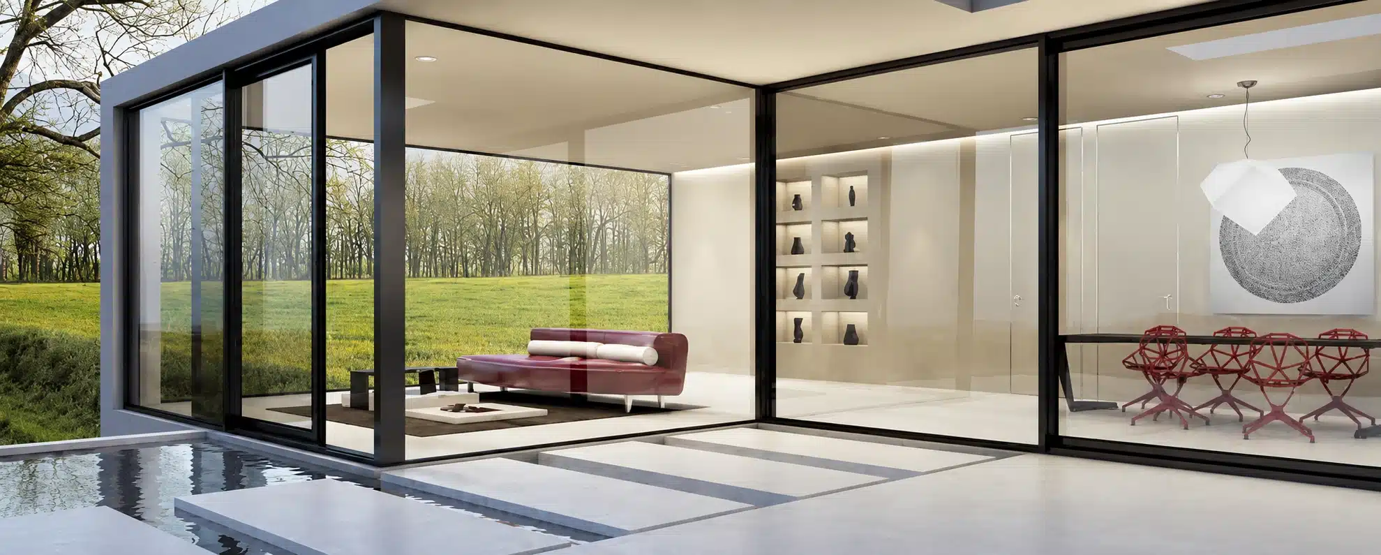 Modern Las Vegas valley home exterior with large replacement window openings.